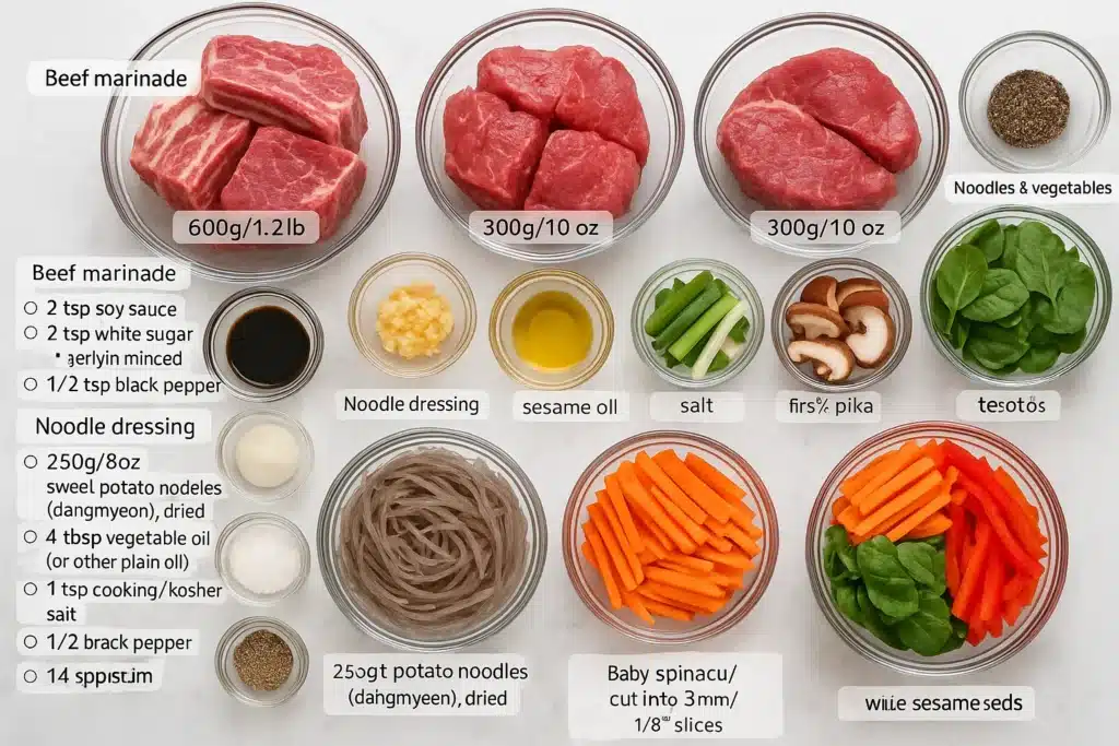 Korean Noodles (Japchae) 2 Korean Noodles