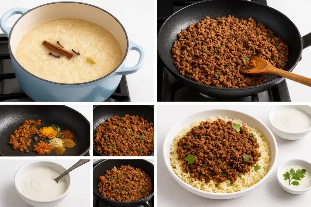 Beef Biryani with Cumin Raita 3 Beef Biryani with Cumin Raita