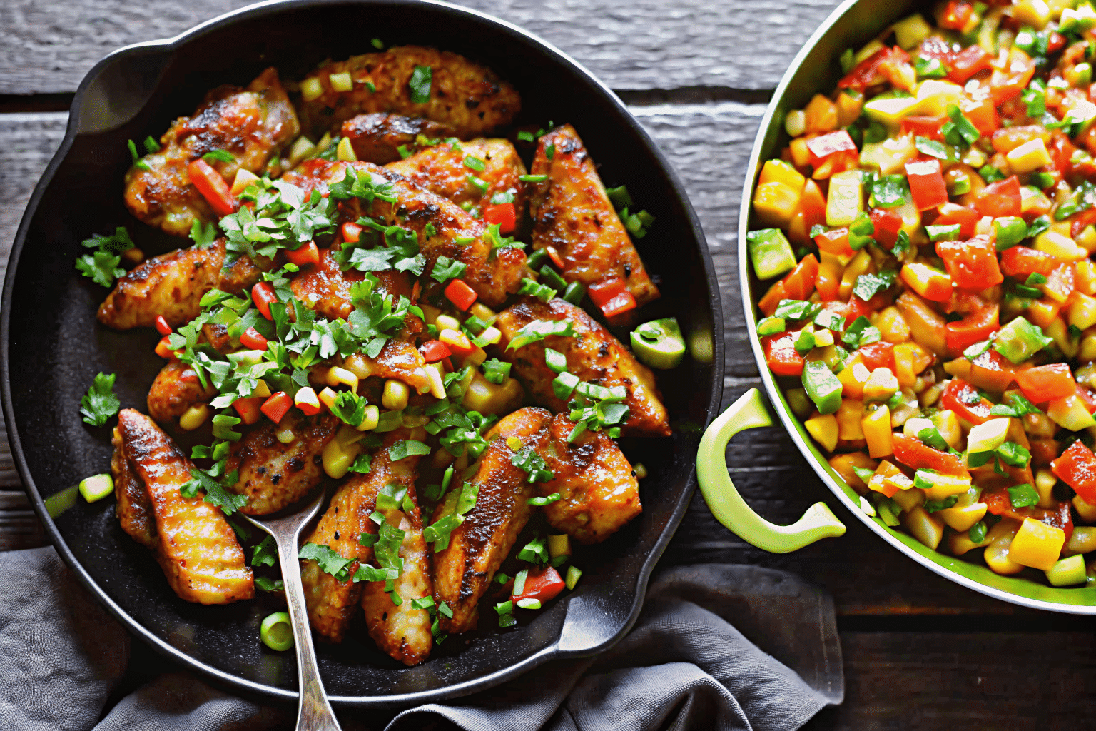 Pan Grilled Chicken with Peach Salsa (Ready in 30 Mins)