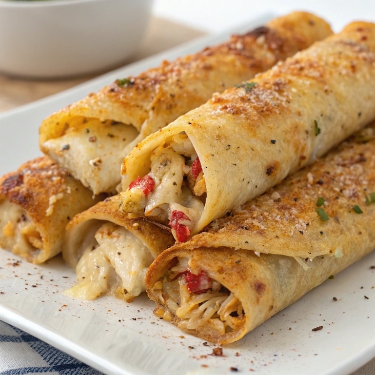 Baked Cheesy Cuban Chicken Taquitos