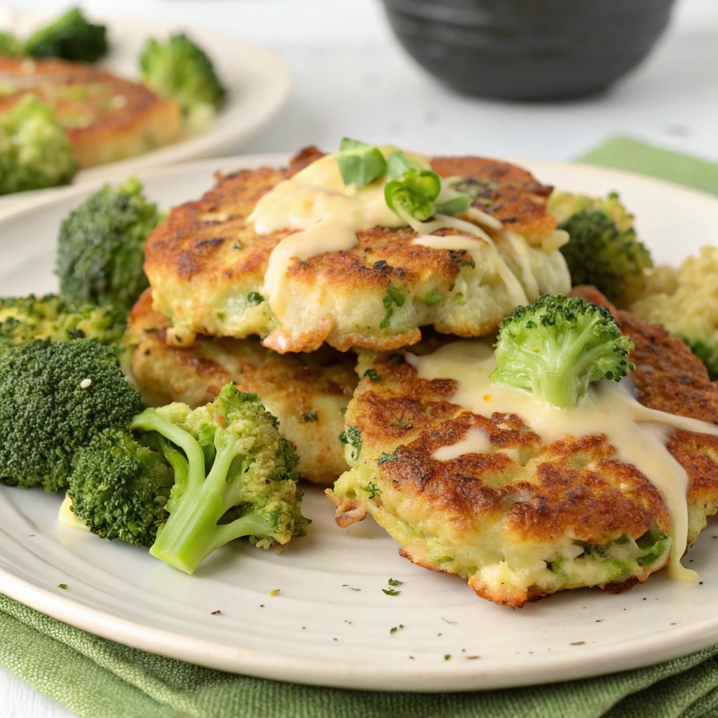 Cheesy Chicken Patties with Broccoli