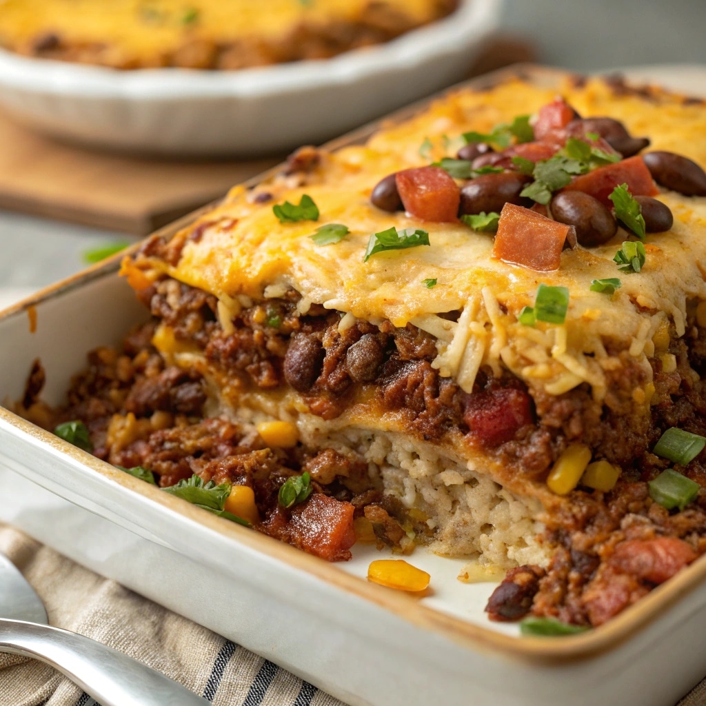 Mexican Ground Beef Casserole with Rice 