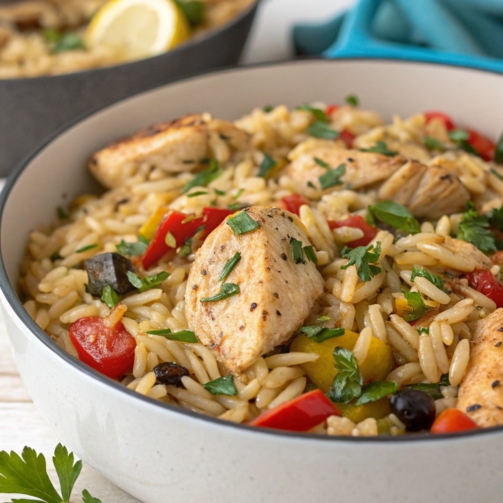 One-pot Greek chicken risoni (orzo)