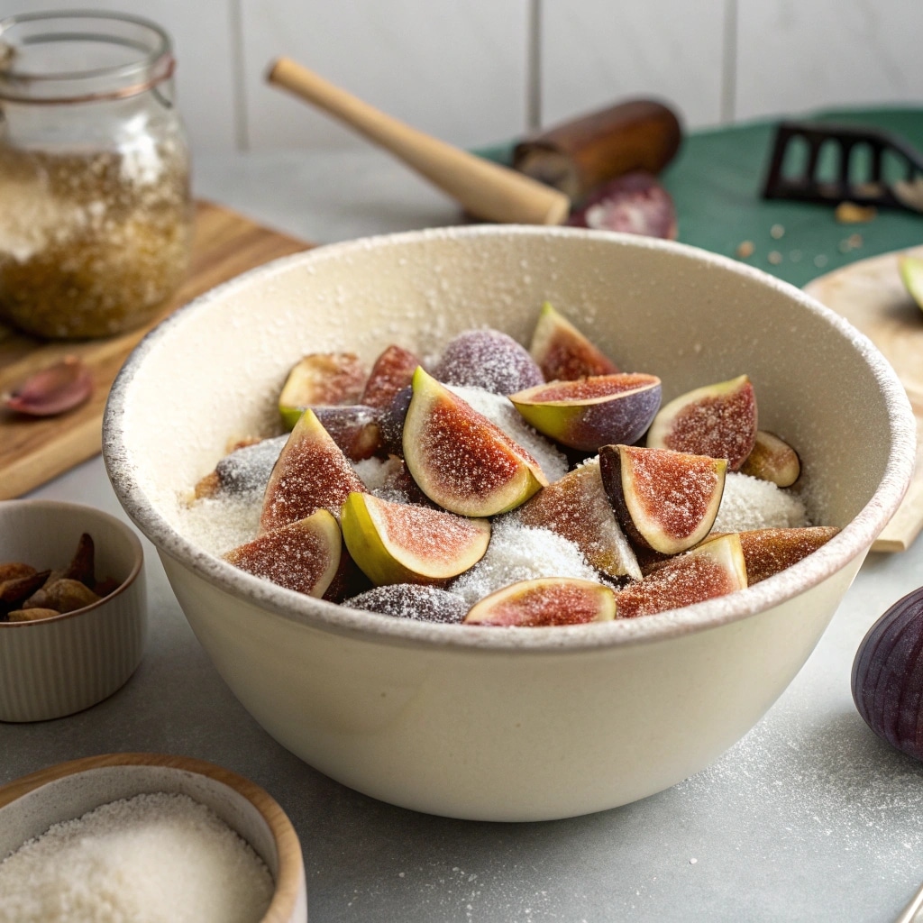 place the chopped figs in a large bowl add the su