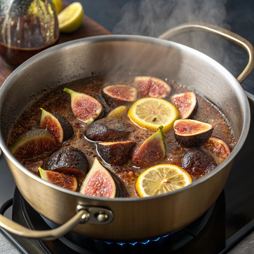 pour the fig and sugar mixture into a large saucep