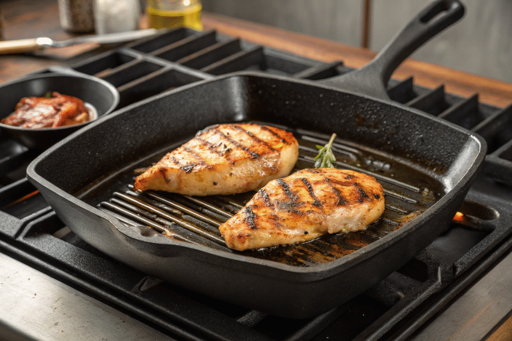 Pan Grilled Chicken with Peach Salsa