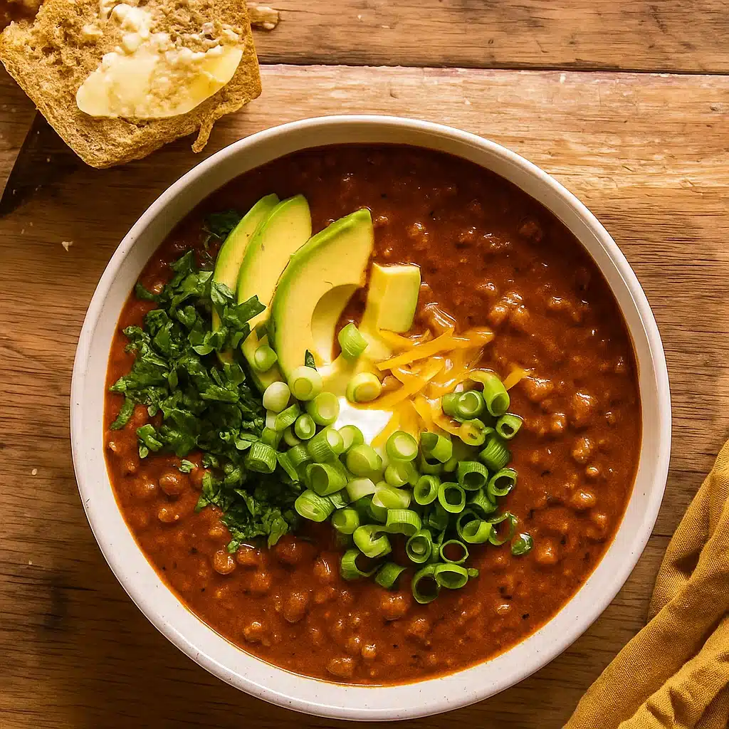 Crockpot Spicy Queso Beef Chili