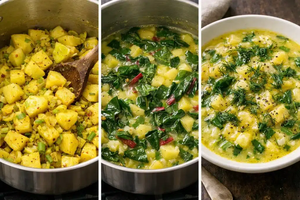 Golden Potato and Greens Soup 3 Golden Potato and Greens Soup