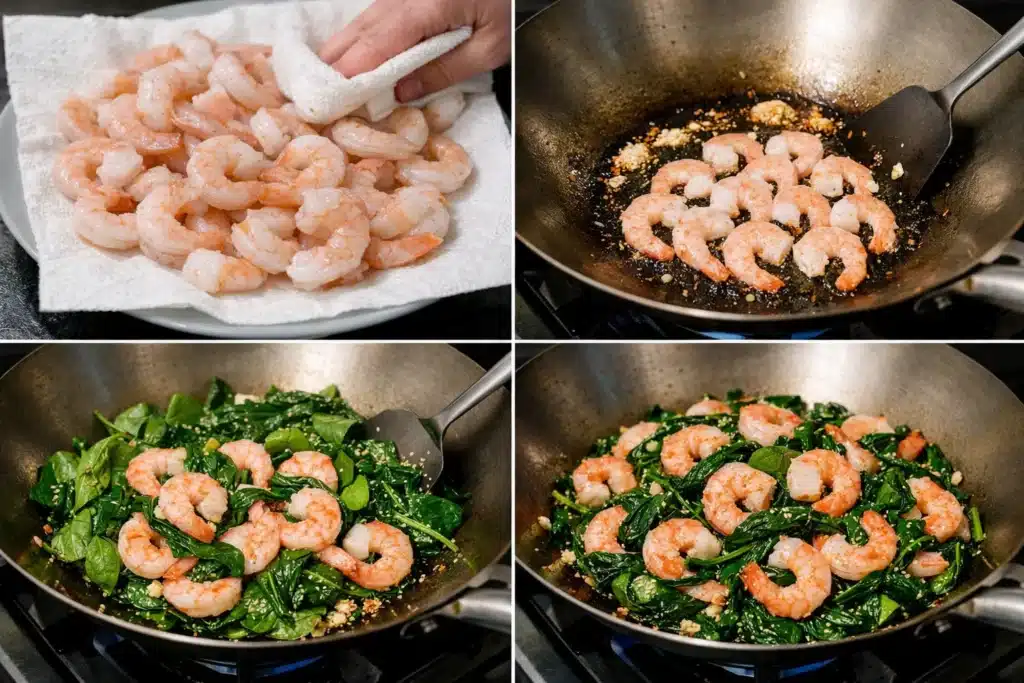 Shrimp and Spinach 3 Shrimp and Spinach