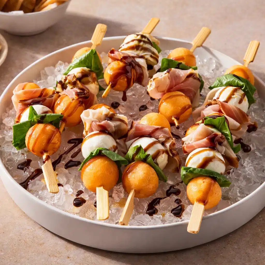 Melon Prosciutto Skewers 4 Colorful sMelon Prosciutto Skewerskewers with melon and prosciutto