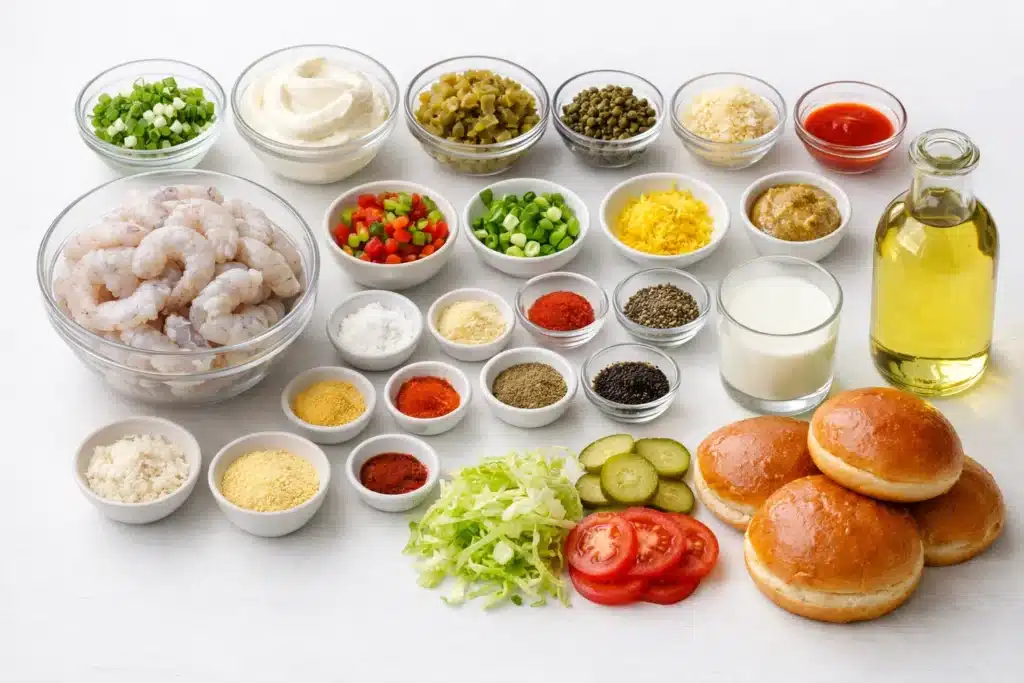 Shrimp Po’ Boy Burgers: Crispy, Juicy, and Packed with Southern Flavor 2 Shrimp Po’ Boy Burgers