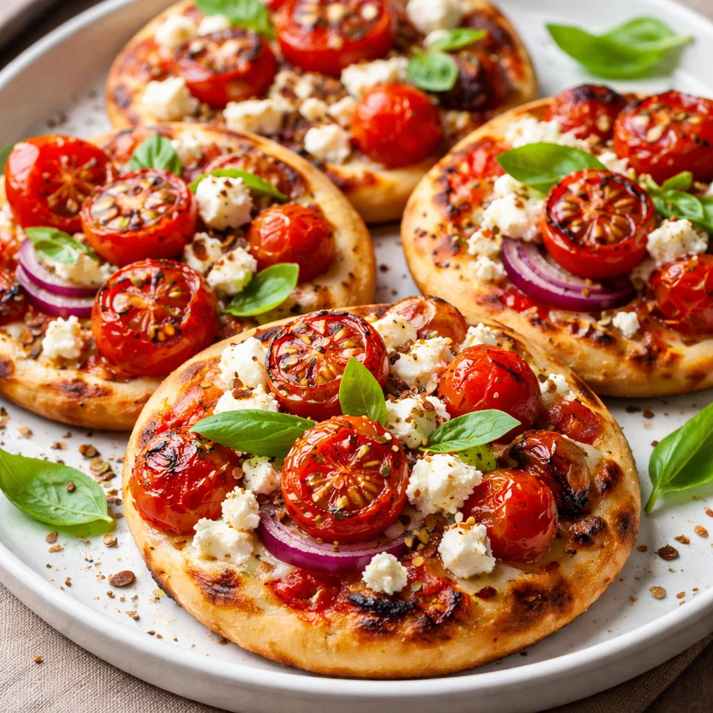 Home 1 Grilled Tomato Feta Pizzettes
