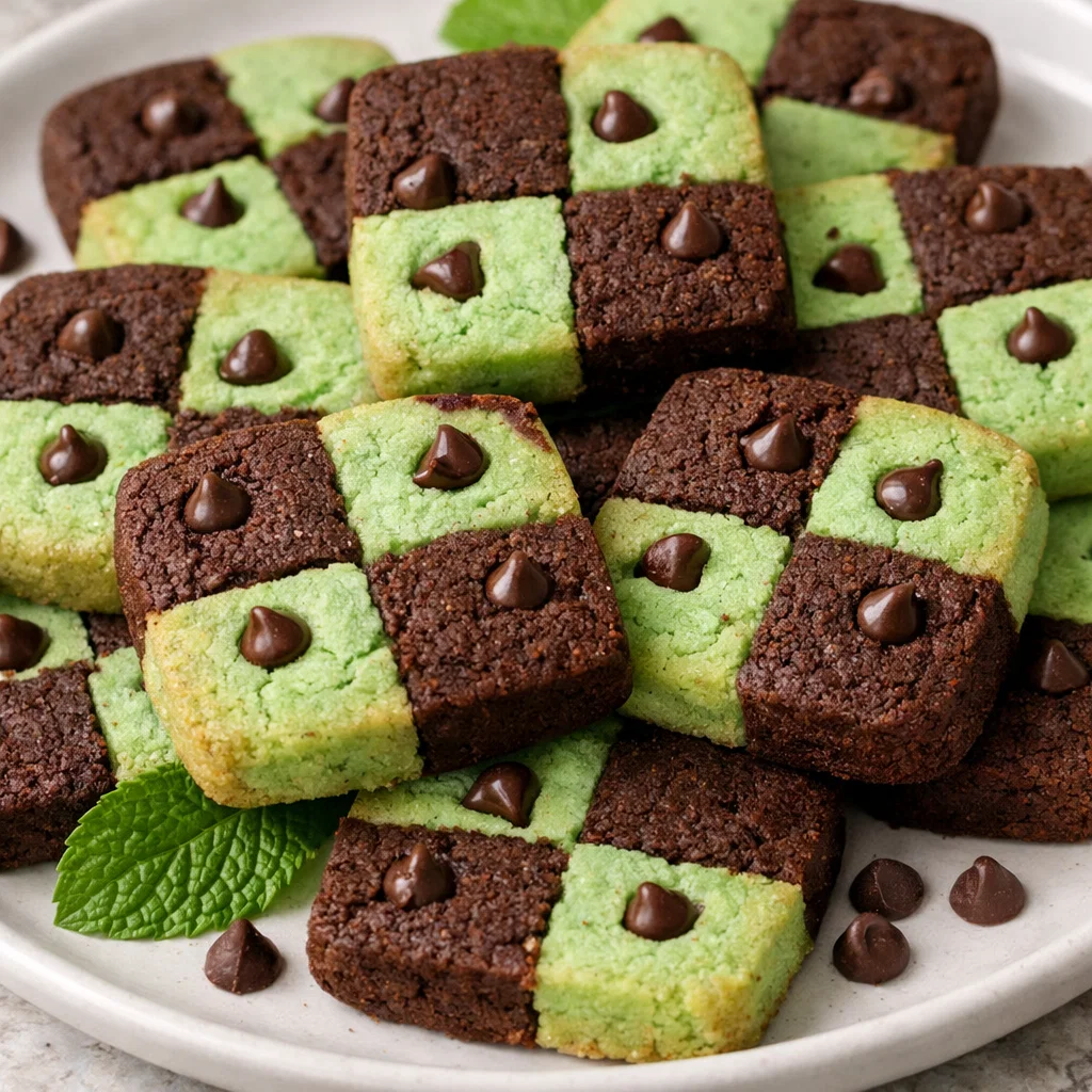 Mint Chocolate Checkerboard Cookies