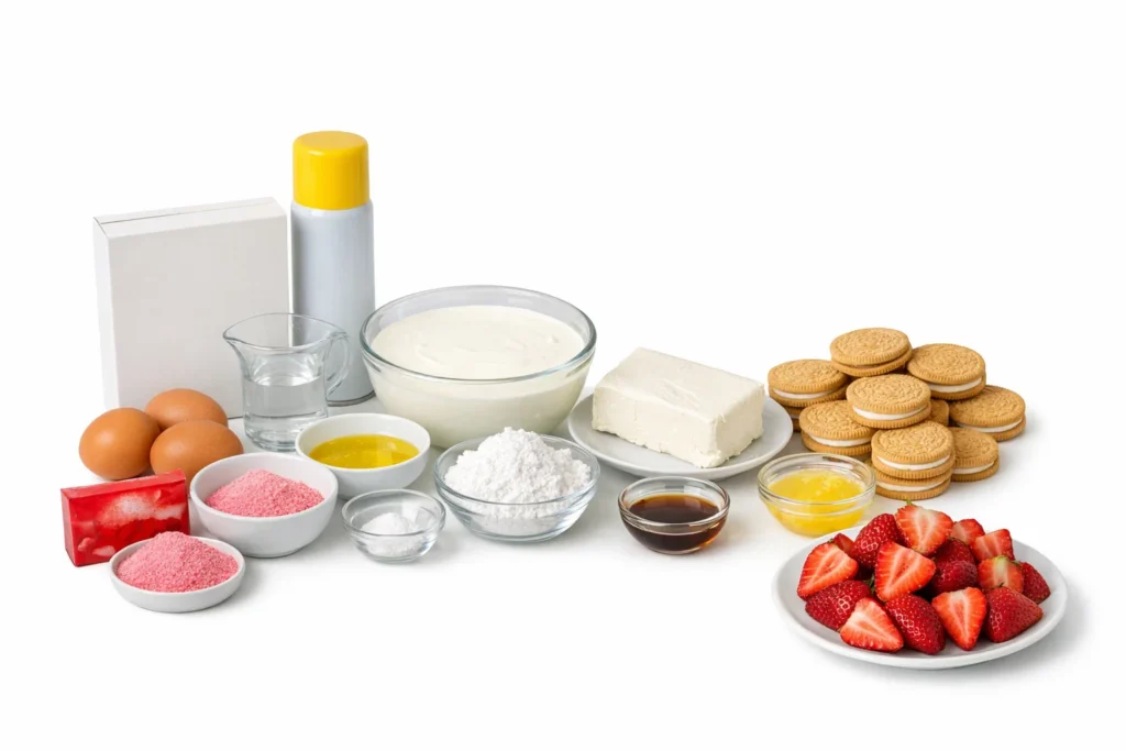 Strawberry Crunch Poke Cake