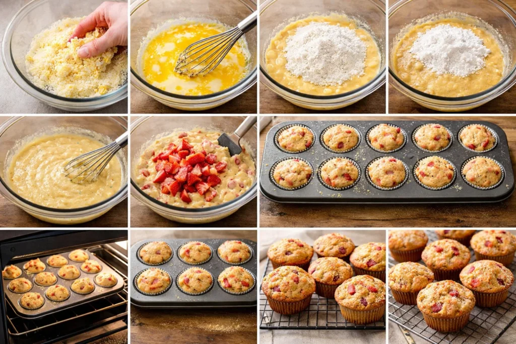 Fresh Strawberry Muffins – Moist & Bakery Style 3 Fresh Strawberry Muffins