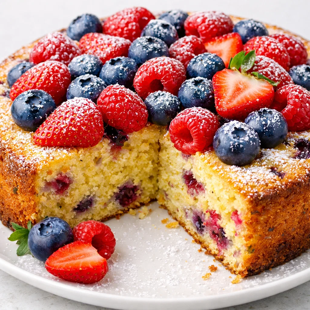 Home 3 Cake with Fresh Berries