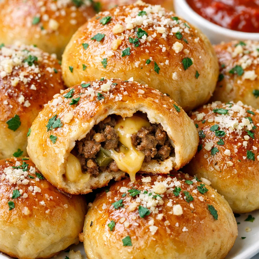 bombes au cheeseburger à l’ail et au parmesan