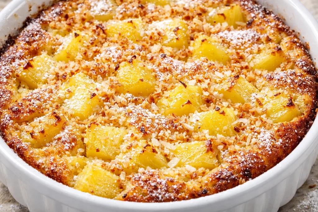 Clafoutis à l’ananas et noix de coco
