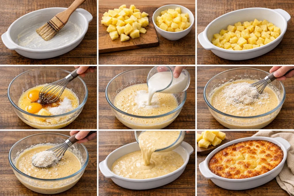 Clafoutis à l’ananas et noix de coco