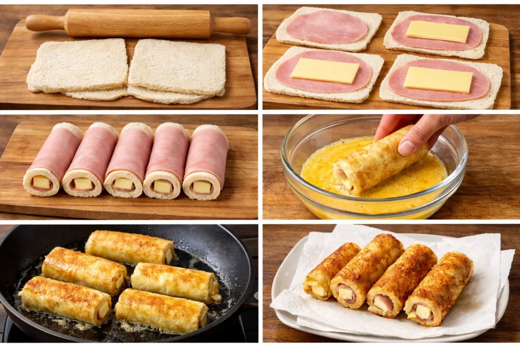 Rouleaux de Pain de Mie au Jambon et au Fromage