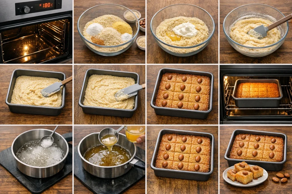 Basboussa aux amandes bien moelleuse 3 Basboussa aux amandes bien moelleuse