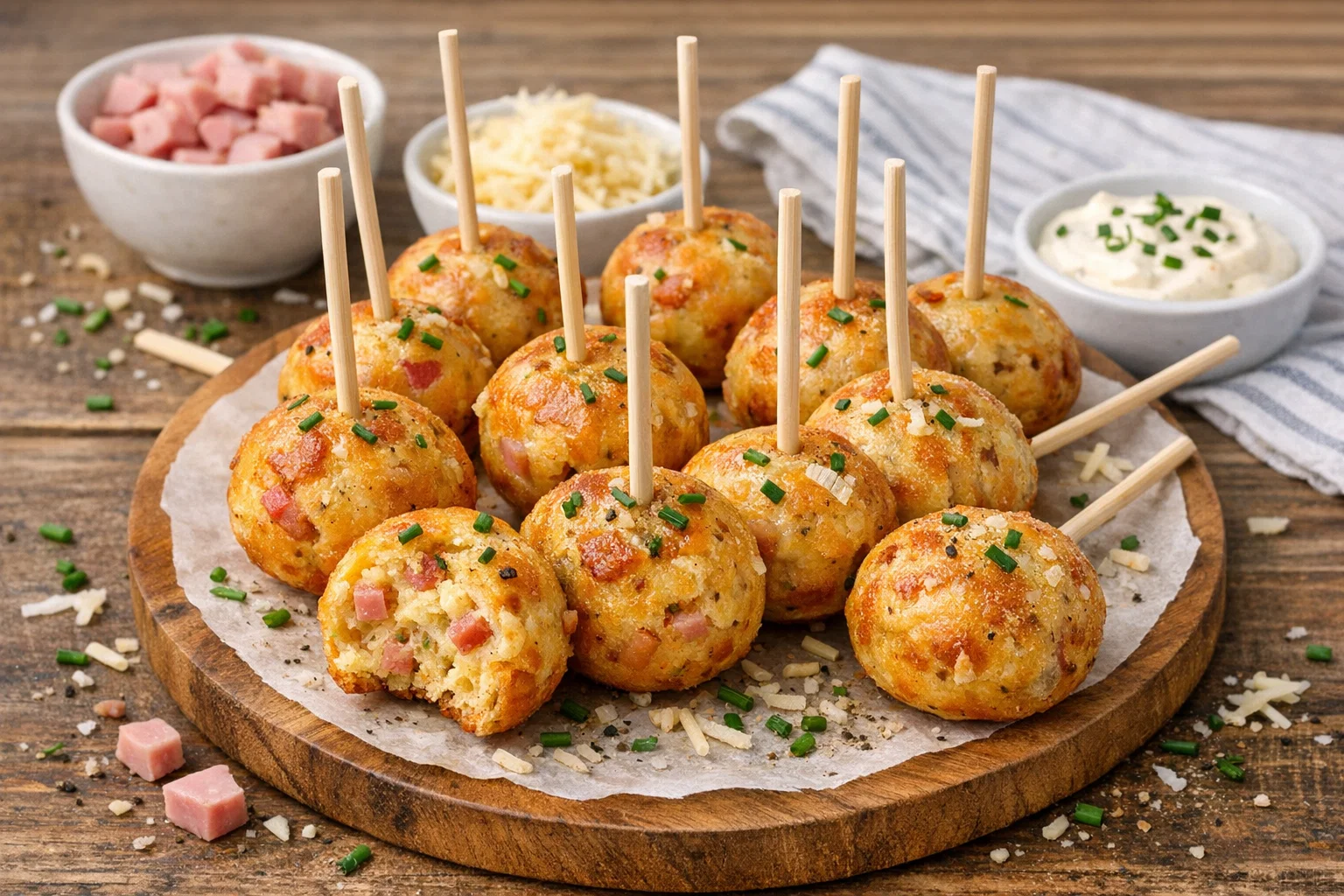 Cake pops salés jambon-fromage